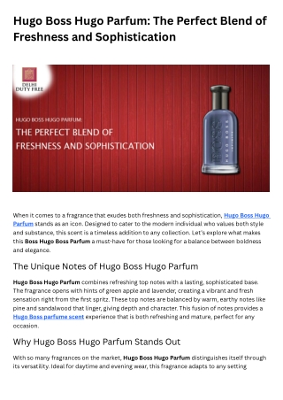 Hugo Boss Hugo Parfum The Perfect Blend of Freshness and Sophistication