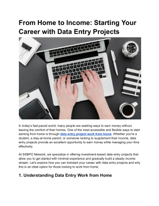 From Home to Income: Starting Your Career with Data Entry Projects