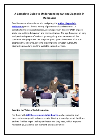 A Complete Guide to Understanding Autism Diagnosis in Melbourne