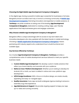 Mobile App Development Company in Bangalore - Techiesys