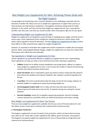 Best Weight Loss Supplements for Men