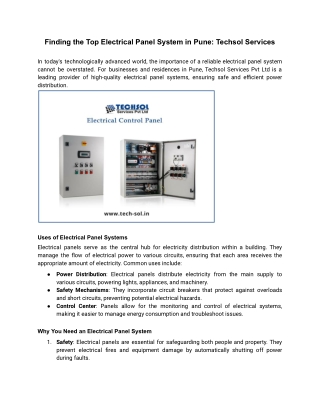 Finding the Top Electrical Panel System in Pune_ Techsol Services