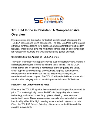TCL L5A Price in Pakistan_ A Comprehensive Overview