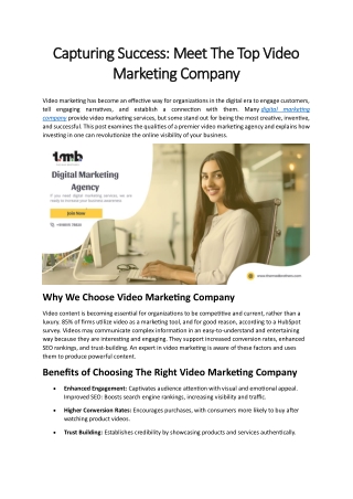 Capturing Success: Discover The Leading Video Marketing Company- The Mad Brother