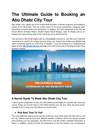 The Ultimate Guide to Booking an Abu Dhabi City Tour