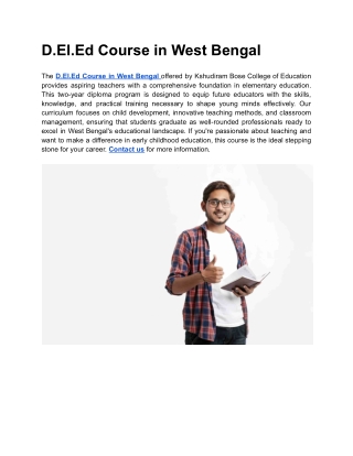D.El.Ed Course in West Bengal