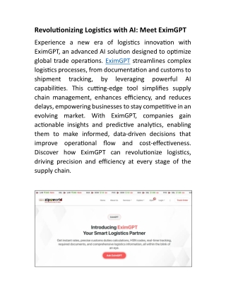 Revolutionizing Logistics with AI: Meet EximGPT