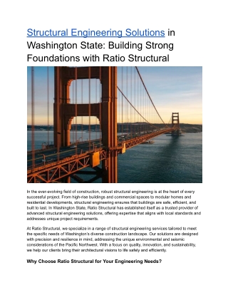 Structural Engineering Solutions in Washington State_ Building Strong Foundations with Ratio Structural