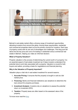 Comparing Resedntial & Commercial Investment in Bahrain