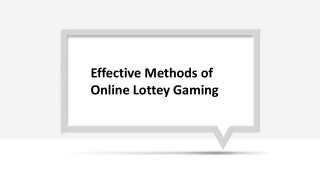 Effective Methods of Online Lottery Gaming