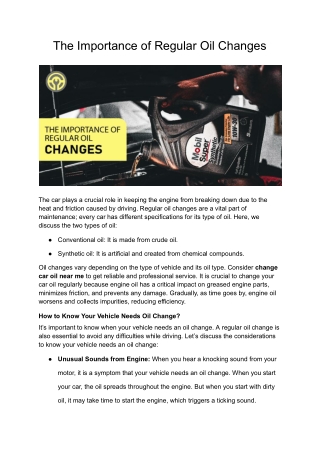 The Importance of Regular Oil Changes