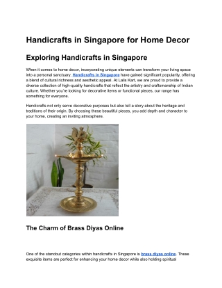 Handicrafts in Singapore for Home Decor - Lalis Kart