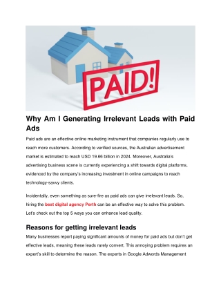 Why Am I Generating Irrelevant Leads with Paid Ads