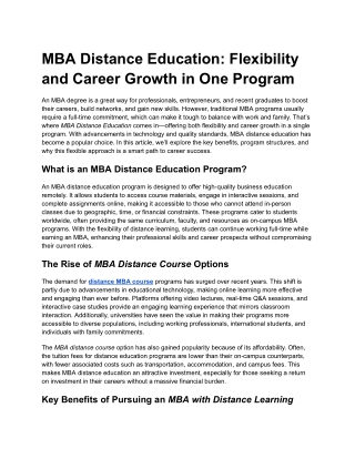 MBA Distance Education_ Flexibility and Career Growth in One Program