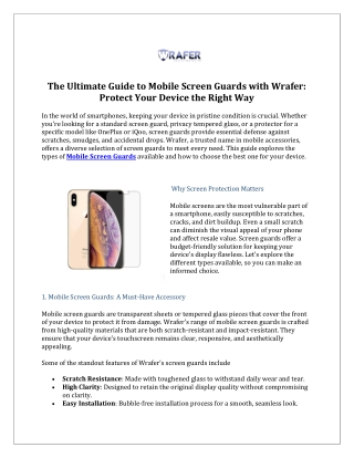 The Ultimate Guide to Mobile Screen Guards with Wrafer Protect Your Device the Right Way
