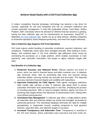 Achieve Goals Easily with a Chit Fund Collection App