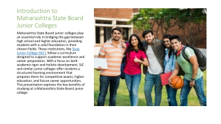 Navigating Education - Benefits of Maharashtra State Board Junior Colleges