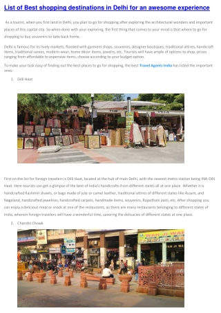 List of Best shopping destinations in Delhi for an awesome experience