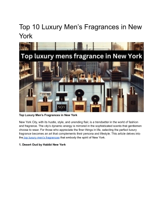 Top 10 Luxury Men’s Fragrances in New York