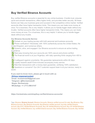 Buy Verified Binance Accounts