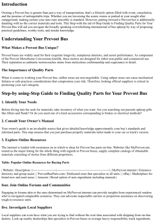 Step-through-Step Guide to Finding Quality Parts for Your Prevost Bus