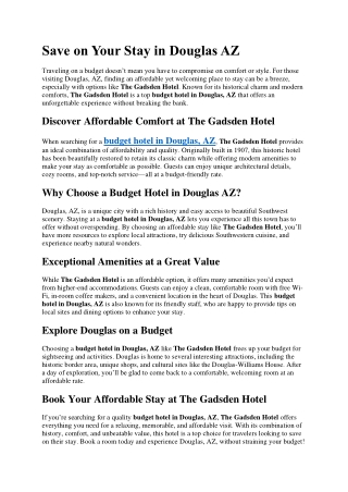 Save on Your Stay in Douglas AZ