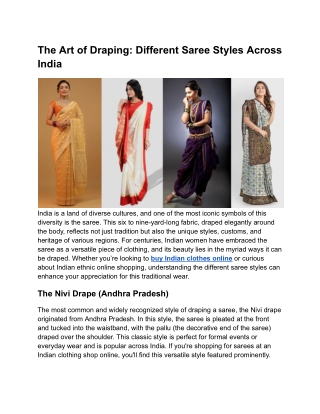 The Art of Draping: Different Saree Styles Across India