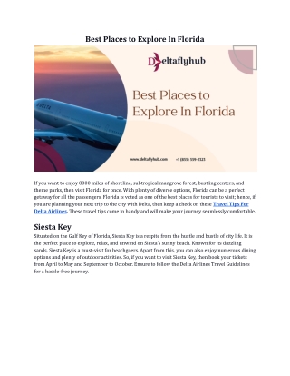 Best Places to Explore In Florida |  1 (855) 559-2323