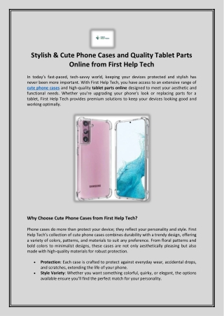 Stylish & Cute Phone Cases and Quality Tablet Parts Online from First Help Tech