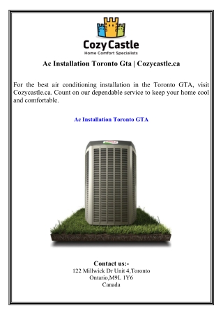 Ac Installation Toronto Gta  Cozycastle.ca
