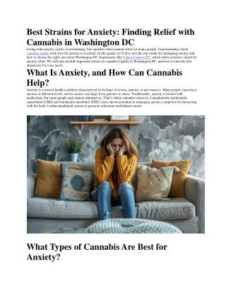 Best Strains for Anxiety: Finding Relief with Cannabis in Washington DC