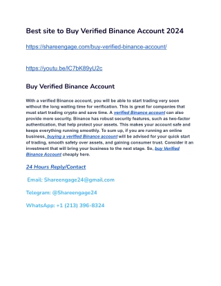 Best site to Buy Verified Binance Account 2024