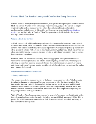 Fresno Black Car Service Luxury and Comfort for Every Occasion