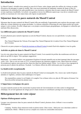 Séjourner dans les parcs naturels du Massif Central