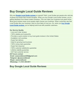 Buy Google Local Guide Reviews