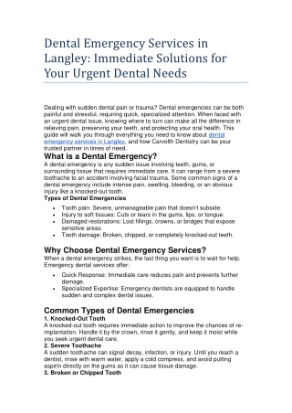 Dental Emergency Services in Langley