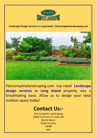 Landscape Design Services In Long Island  Patscompletelandscaping.com