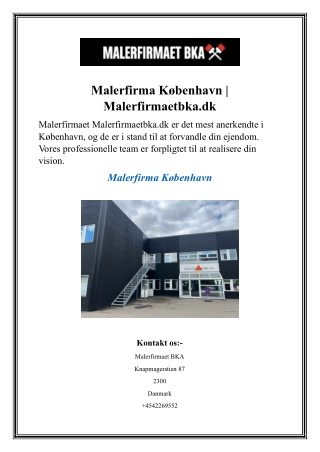 Malerfirma København  Malerfirmaetbka.dk
