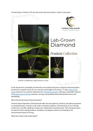 Best Shop in India for CVD and Lab-Grown Diamond Jewelry