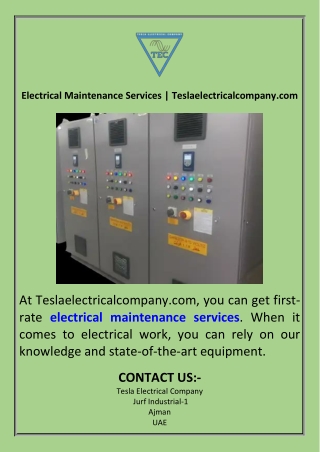 Electrical Maintenance Services  Teslaelectricalcompany.com