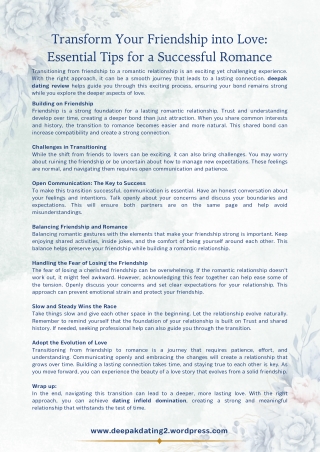 Transform Your Friendship into Love Essential Tips for a Successful Romance