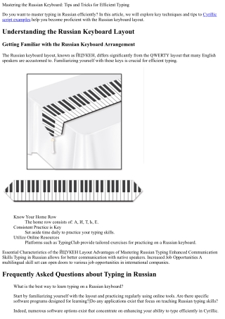 Mastering the Russian Keyboard: Tips and Tricks for Efficient Typing