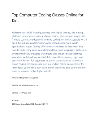 Top Computer Coding Classes Online for Kids