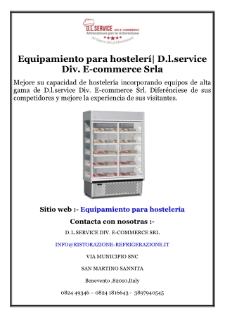 Equipamiento para hostelerí D.l.service Div. E-commerce Srla