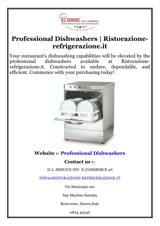 Professional Dishwashers  Ristorazione-refrigerazione.it
