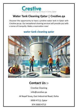 Water Tank Cleaning Qatar  Crestive.qa