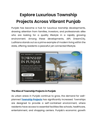A New Era of Township Living Awaits You in Scenic Punjab