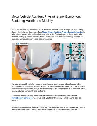 Motor Vehicle Accident Physiotherapy Edmonton_ Restoring Health and Mobility