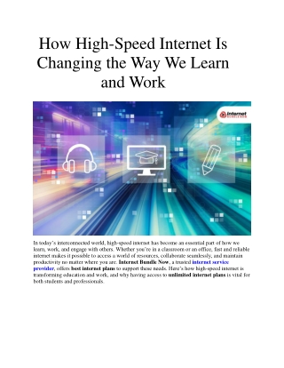 How High-Speed Internet Is Changing the Way We Learn and Work