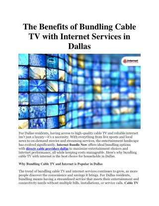 The Benefits of Bundling Cable TV with Internet Services in Dallas